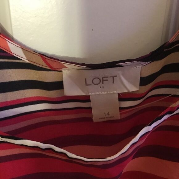 NWOT Loft Brand Women’s Striped Dress Sz. 14 in Reds, Pinks, Black - Picture 3 of 9